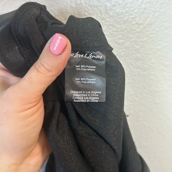 FOR LOVE & LEMONS DILLON HIGH WAIST FAUX LEATHER TROUSER PANT BLACK SIZE XS - Picture 12 of 16